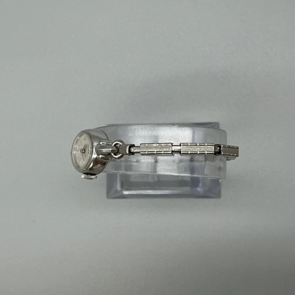 Vintage Elgin Womens Watch 10K RGP Bezel 14mm White Dial Stretch Bracelet Manual